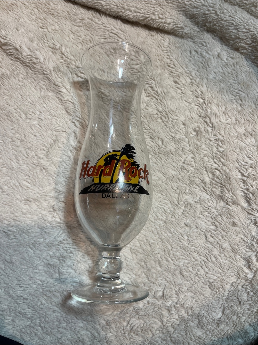 Hard Rock Hurricane Glass Dallas, Texas - Clear Glass with Yellow & Red Logo